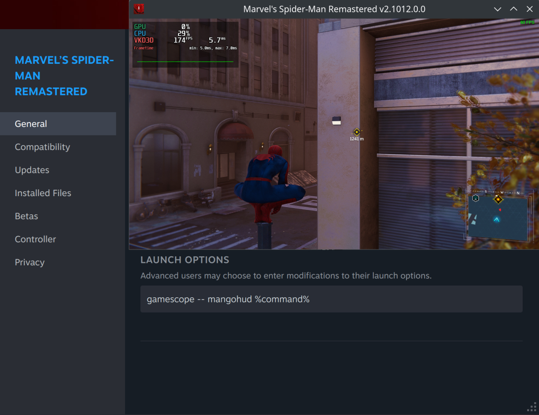 Marvel's Spider-Man Remastered running in GameScope